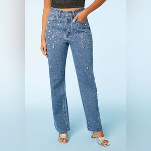 Forever 21 Premium Rhinestone 90s Fit Jeans